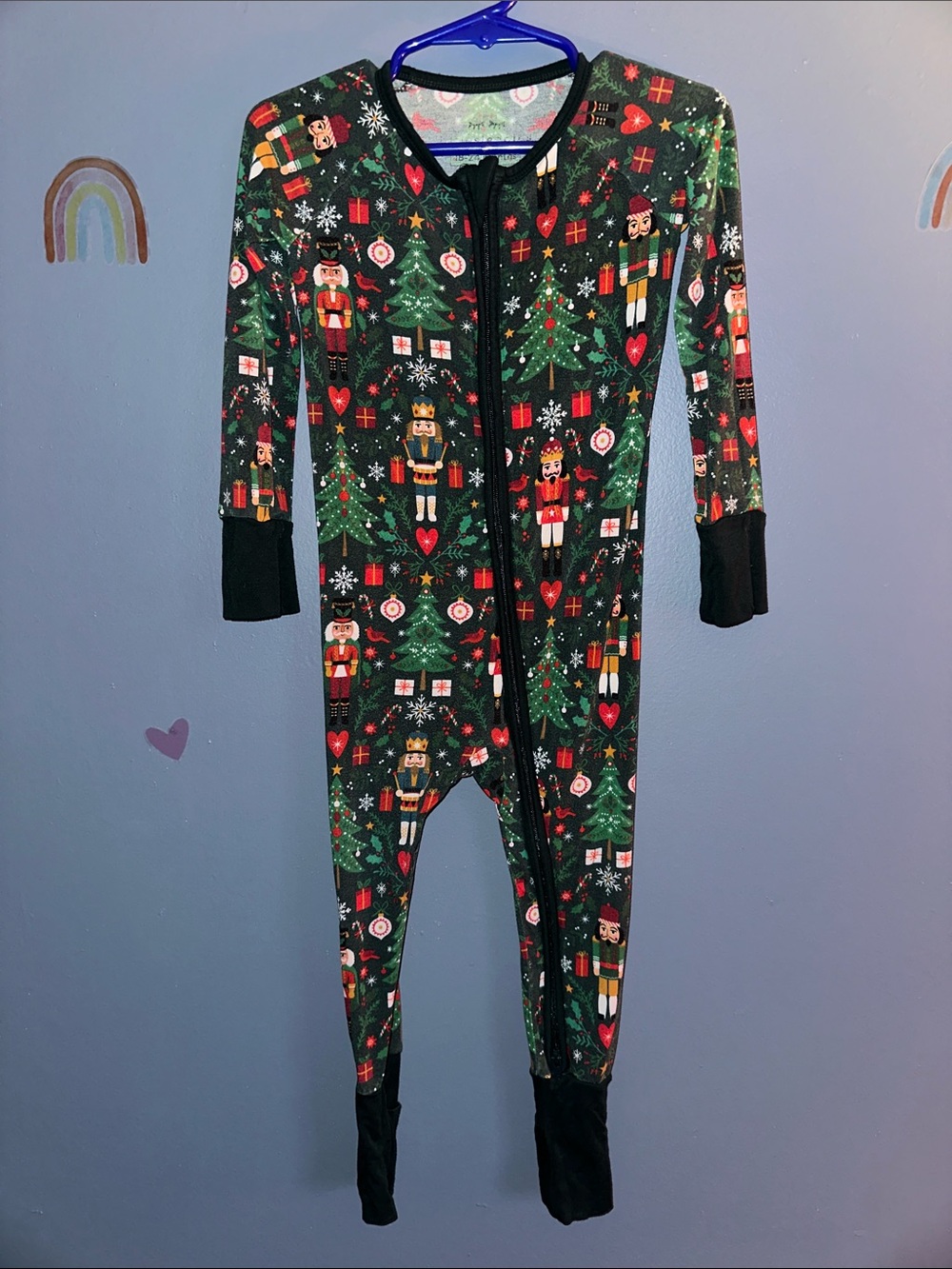 Little Sleepies Green Nutcracker Tree Print One-Piece Footie